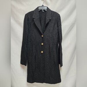 St John Size 8 Rayon/Wool Blend Black Jacket With Gold Buttons